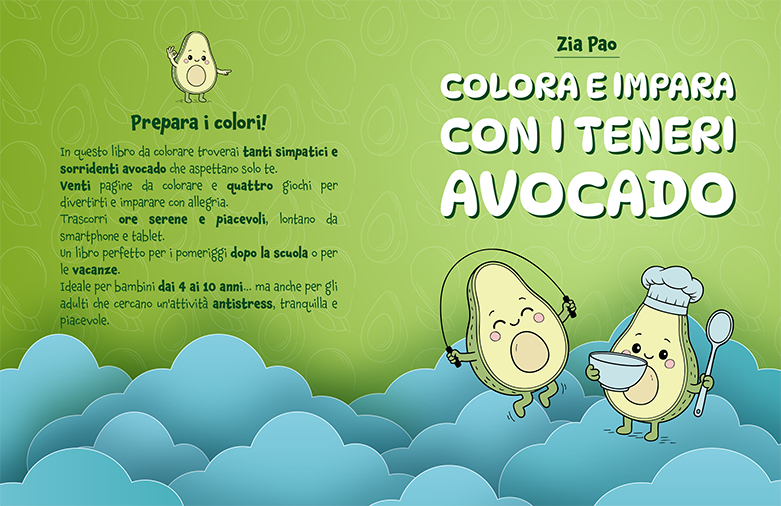 Il libro da colorare per bambini, a tema food, creato da Paola Uberti, creativa digitale specializzata nel settore enogastronomico