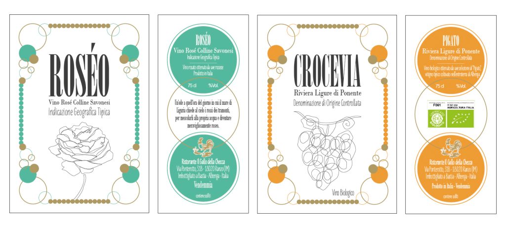 Paola Uberti, graphic designer del settore food & beverage, ha creato le etichette dei vini venduti presso il ristorante Gallo della Checca